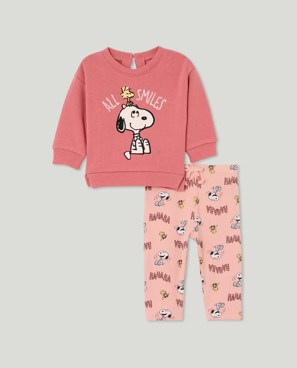 

Комплект из двух предметов для девочки с принтом Снупи Baby El Corte Inglés, белый