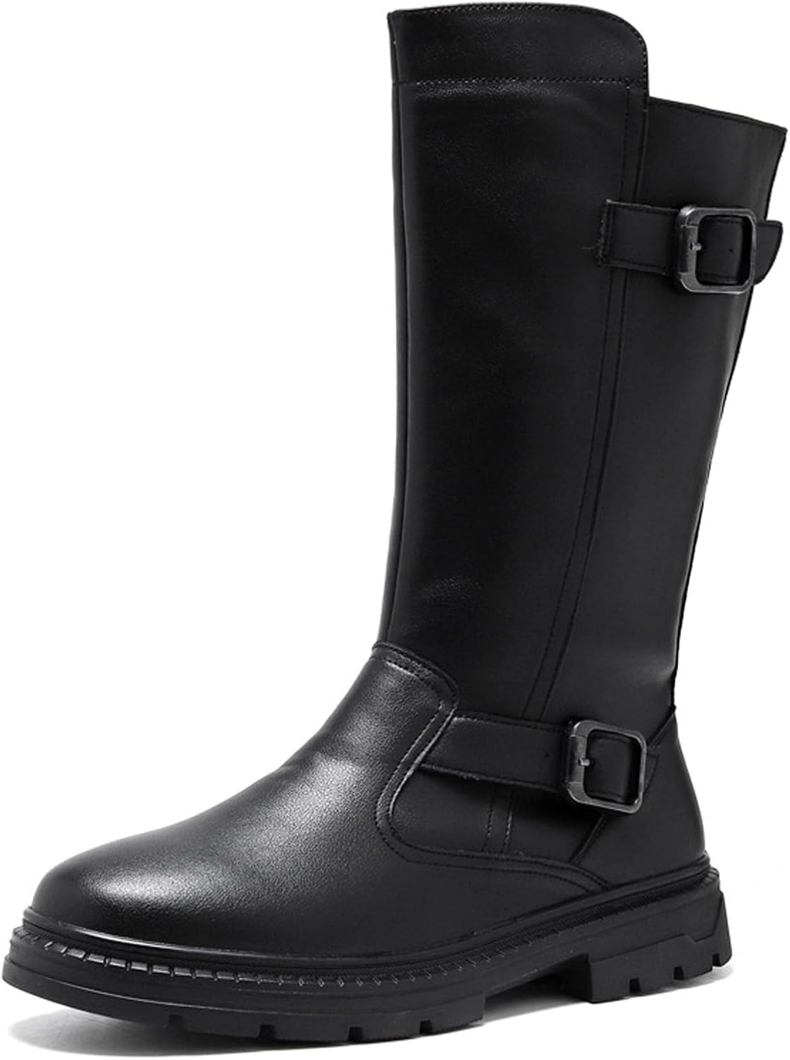 

Мужские ботинки NSNEOND из натуральной кожи с двумя металлическими пряжками, черный