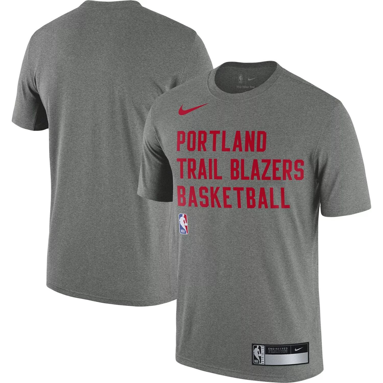 

Мужская футболка Heather Grey Portland Trail Blazers 2023 Sideline Legend Performance Practice Practice Nike