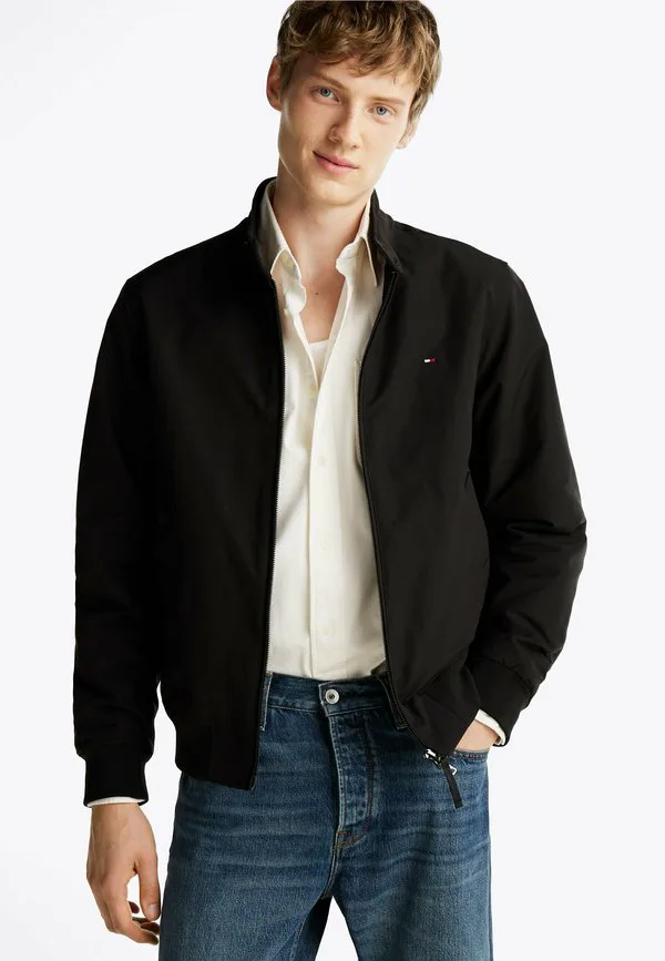 Куртка-Бомбер с воротником-стойкой, свободного кроя, в стиле харрингтон. Tommy Hilfiger, Black