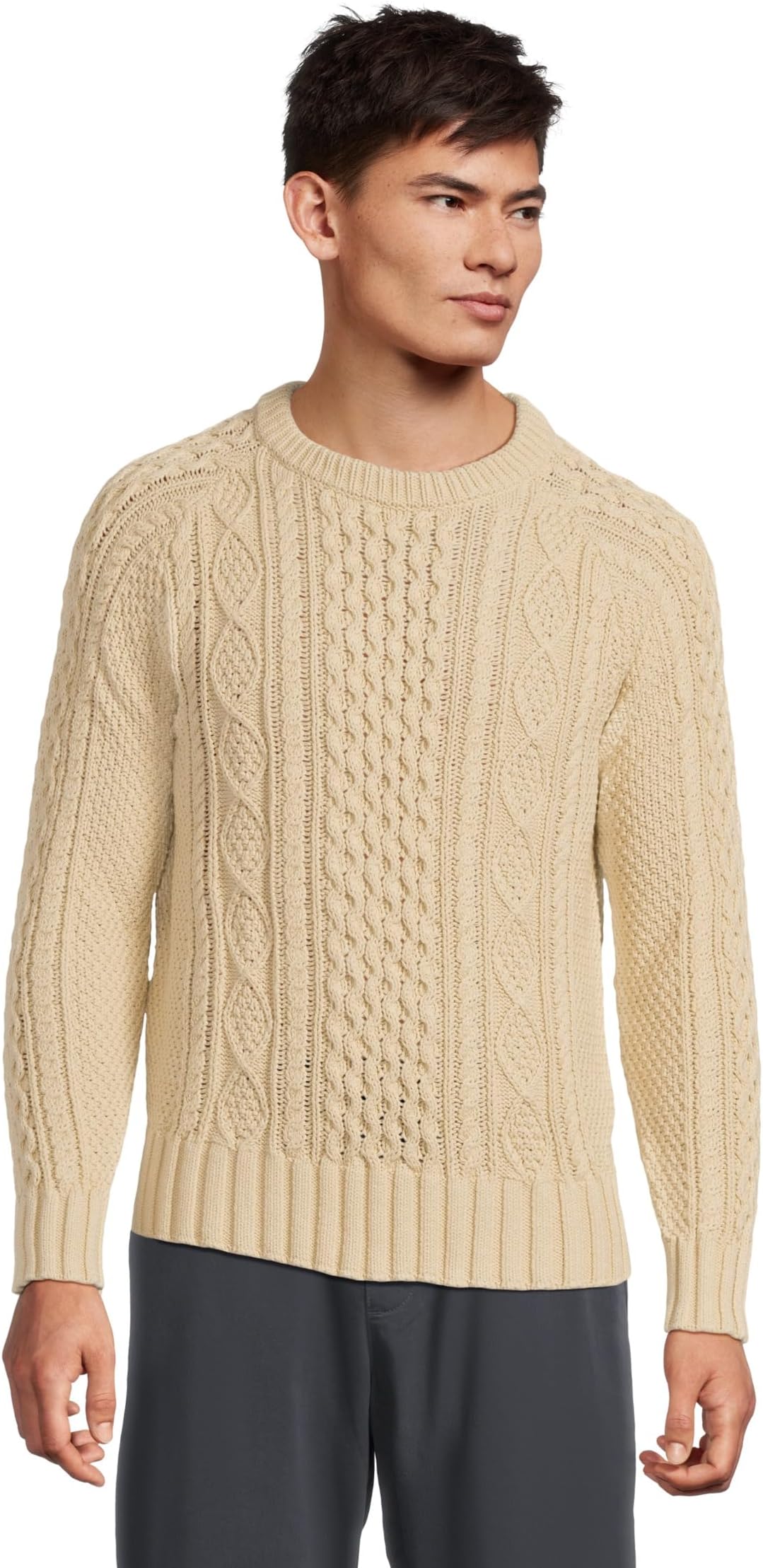 

Свитер L.L.Bean Signature Cotton Fisherman Sweater, бежевый