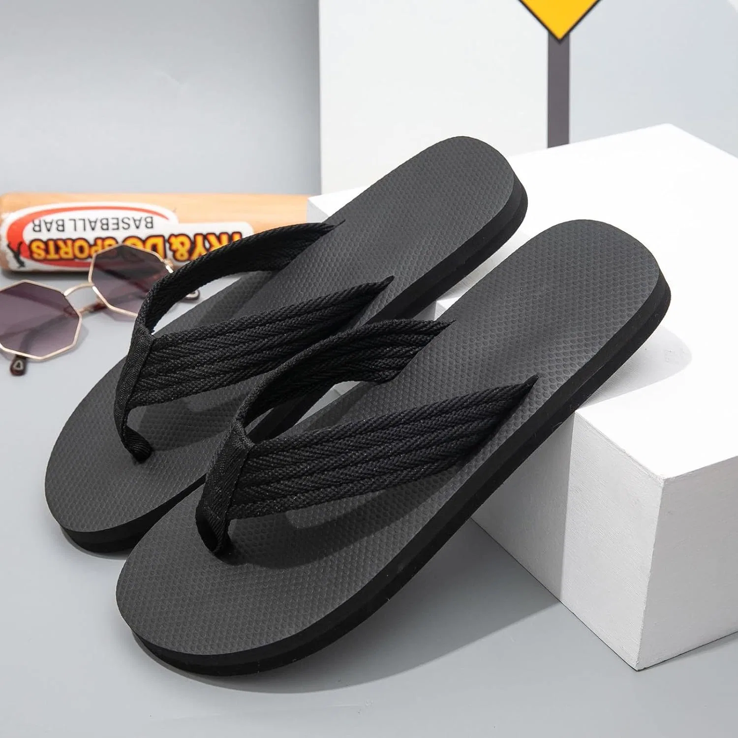 Strandschuhe für Herren, Шлепанцы, leicht, bequem, Шлепанцы, dick, lässig, leicht, atmungsaktiv, weiche Sohle, offen, минималистичный Générique, Schwarz — фото 2