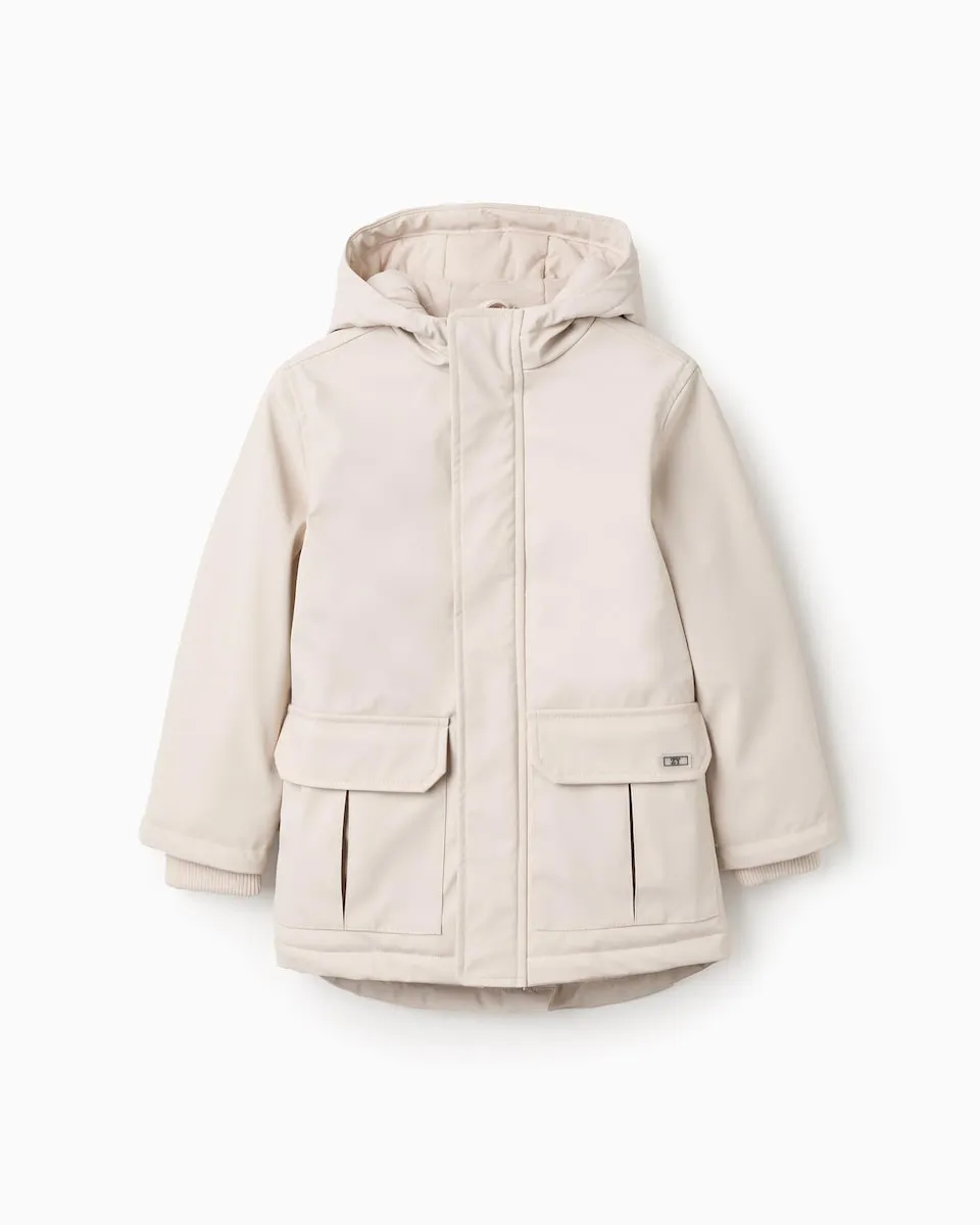 

Детская резиновая парка с капюшоном Zippy, бежевый