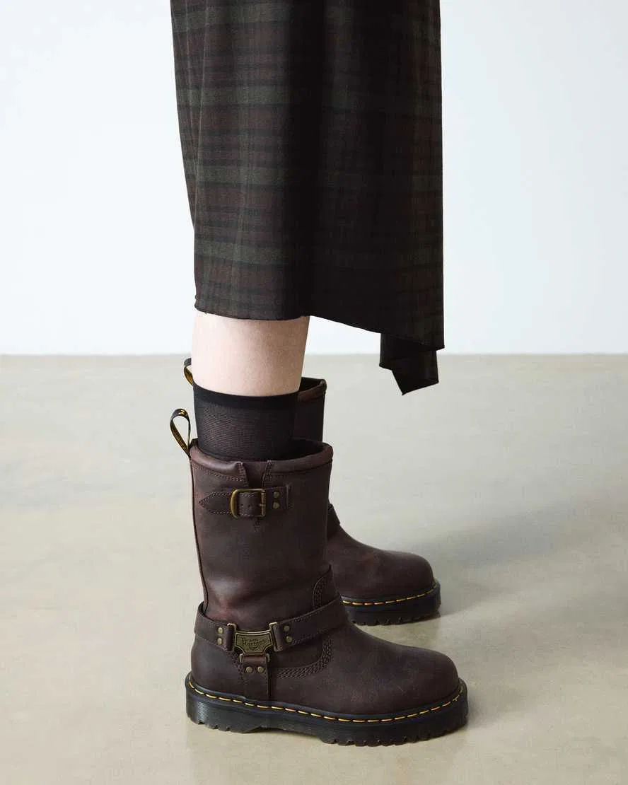 Кожаные байкерские ботинки Anistone Hi Dr Martens, коричневый — фото 2