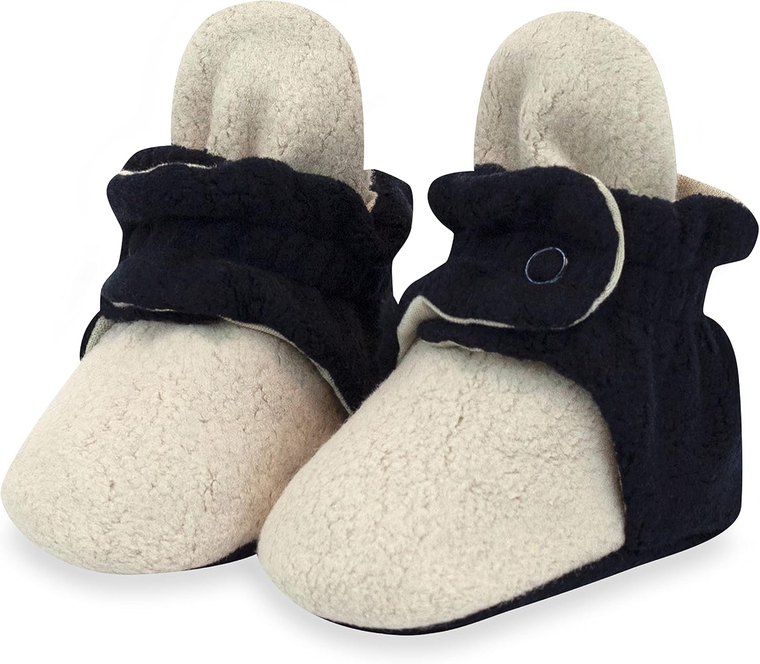 

Унисекс флисовые пинетки для малышей Zutano, с двумя кнопками, от новорожденного до 24 месяцев, Khaki/Black