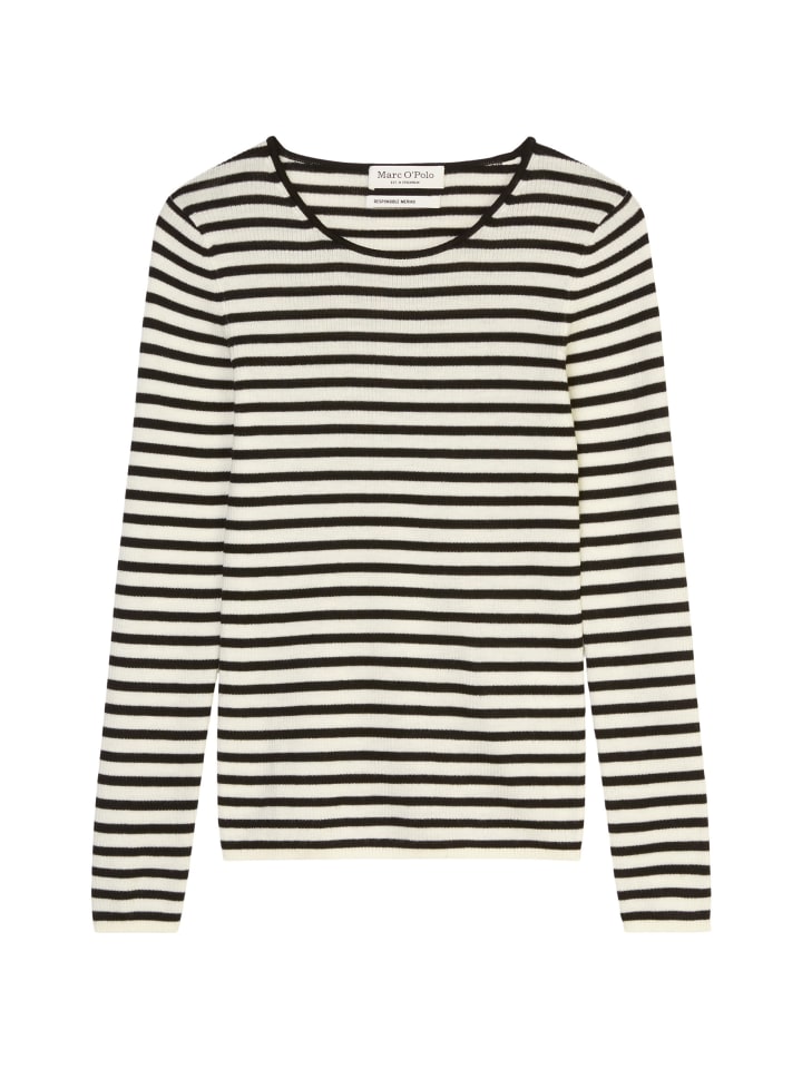 

Пуловер Marc O'Polo Gestreifter Feinstrickpullover slim, цвет Stripe/creamy white