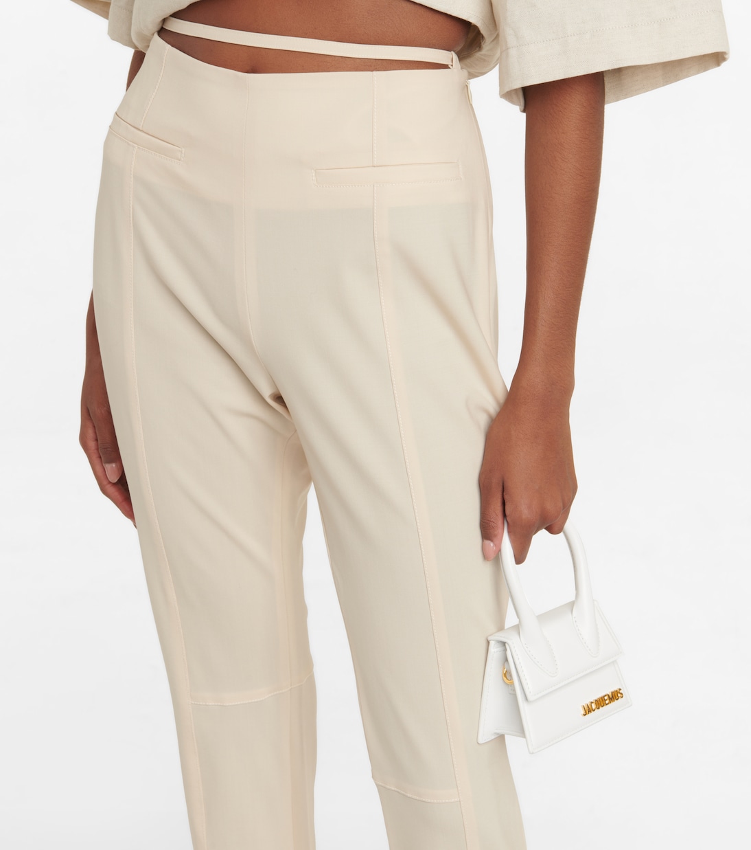 Брюки Le Pantalon Tangelo из смесовой шерсти Jacquemus, Off-White — фото 4