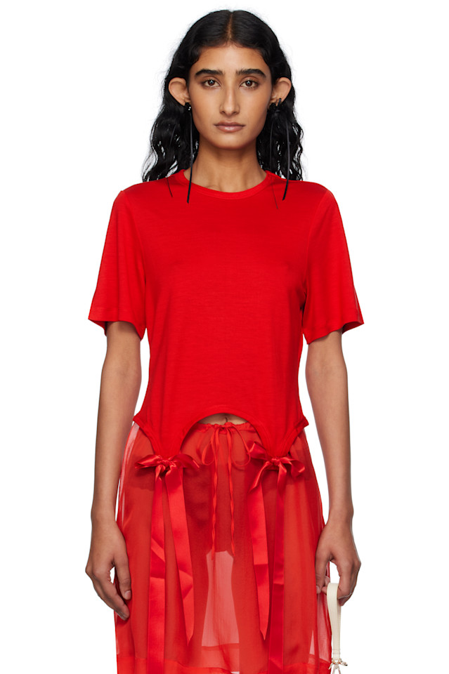 

Футболка с бантом Simone Rocha, красный