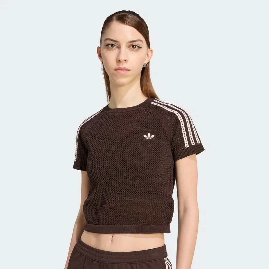 Футболка с длинным рукавом Knitted Crochet Cali Tee adidas, Aurora — фото 4