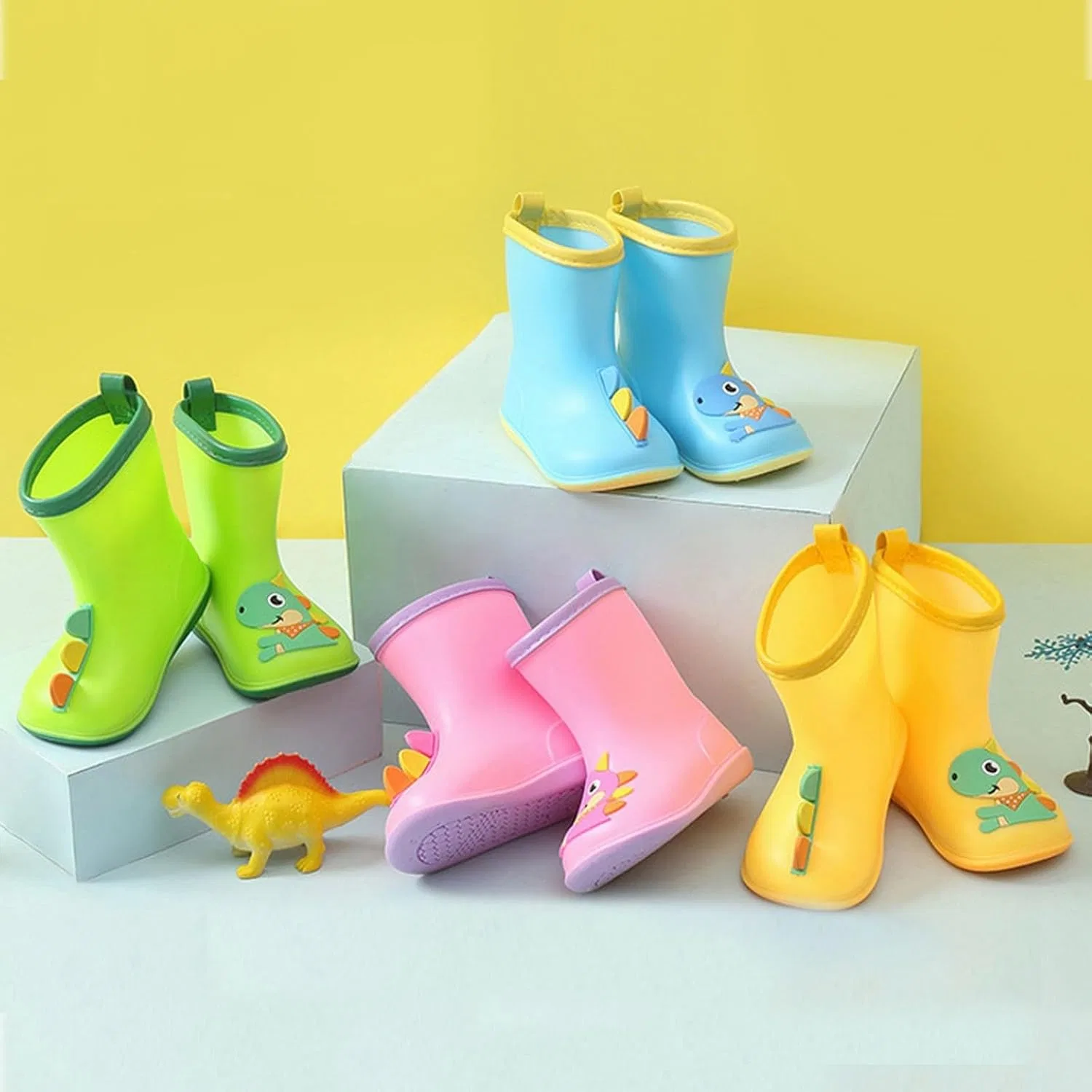 Детские сапоги дождевые для мальчиков и девочек с принтом, модель Rain Boots, Green — фото 4