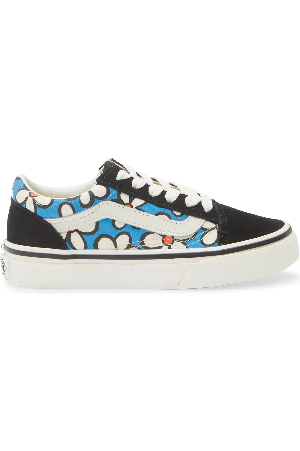 Кроссовки детские на липучках Old Skool Vans, Painted Floral Bright Azure — фото 3