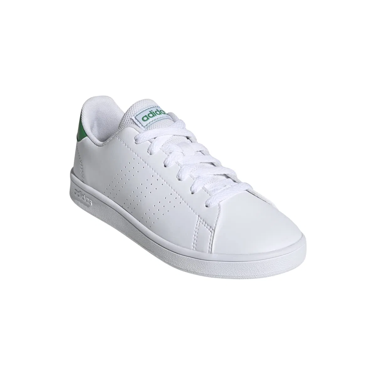 Детские кроссовки с перфорированными полосками Adidas Advantage K, White Ftwr White Legend Ink Cloud White — фото 4