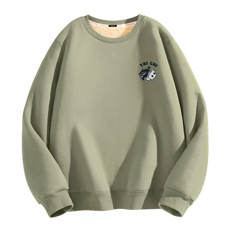 Детский свитшот с принтом Tai Chi Cat Chest Logo MINISO, Gray Pea Green — фото 3