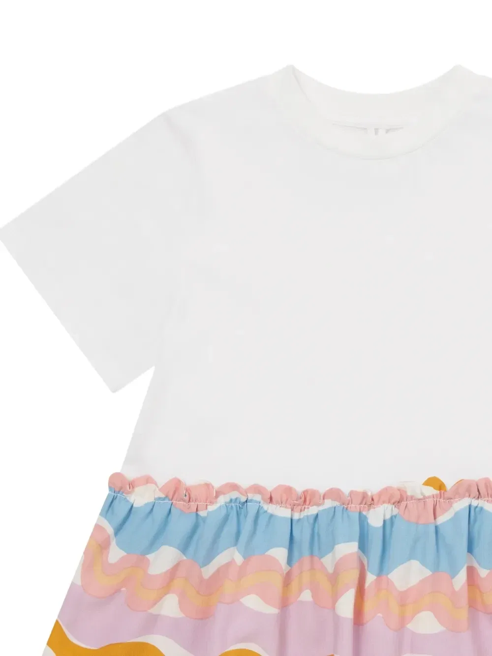 Платье-футболка с воланами по краю и принтом в виде волн Stella McCartney Kids, белый — фото 3