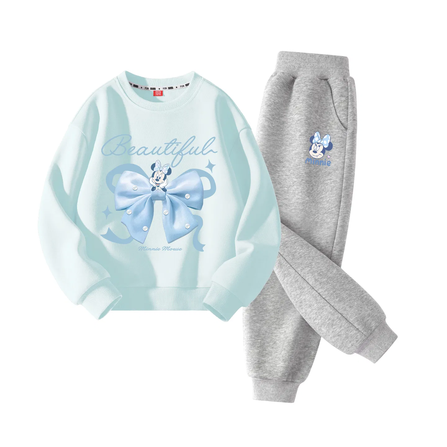 Детский спортивный костюм с принтом Disney, Круглый вырез Clearwater Blue+Charming Nini K Gray