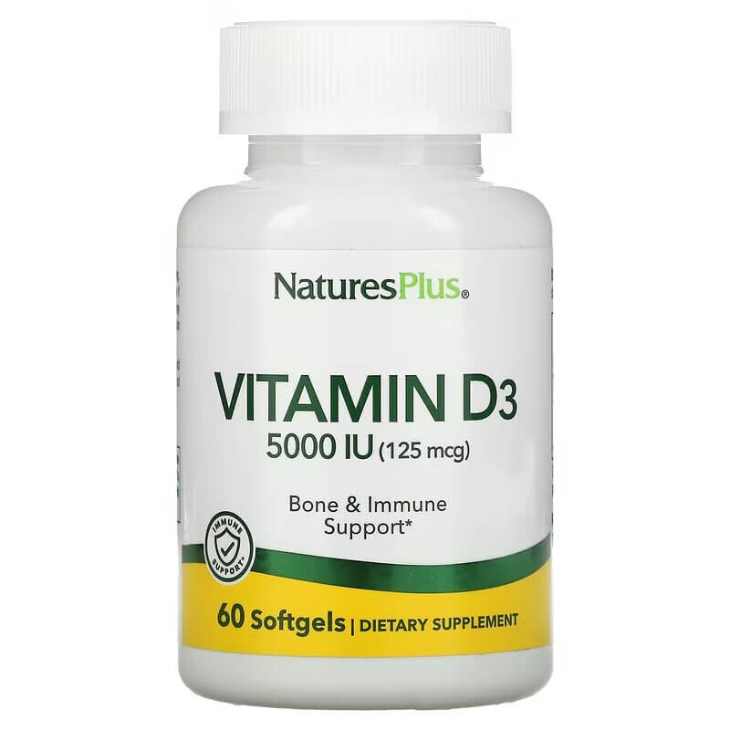 

Витамин D3 NaturesPlus 125 мкг 5000 МЕ, 60 мягких таблеток