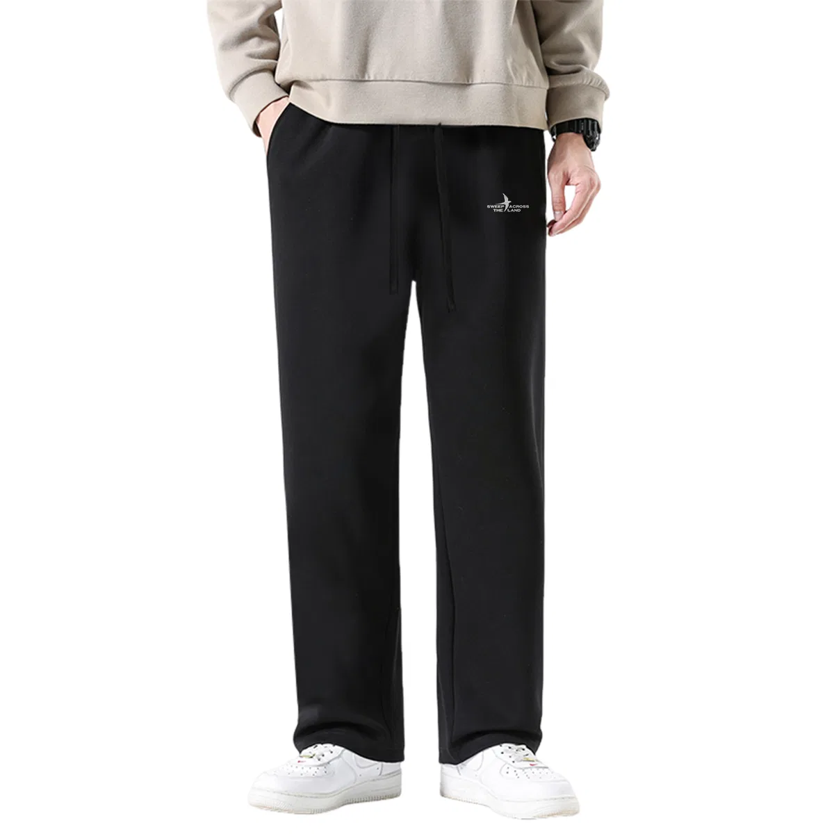 Детские утепленные брюки прямого кроя с подкладкой из флиса MINISO, Black Free Brush Stroke Pants — фото 4