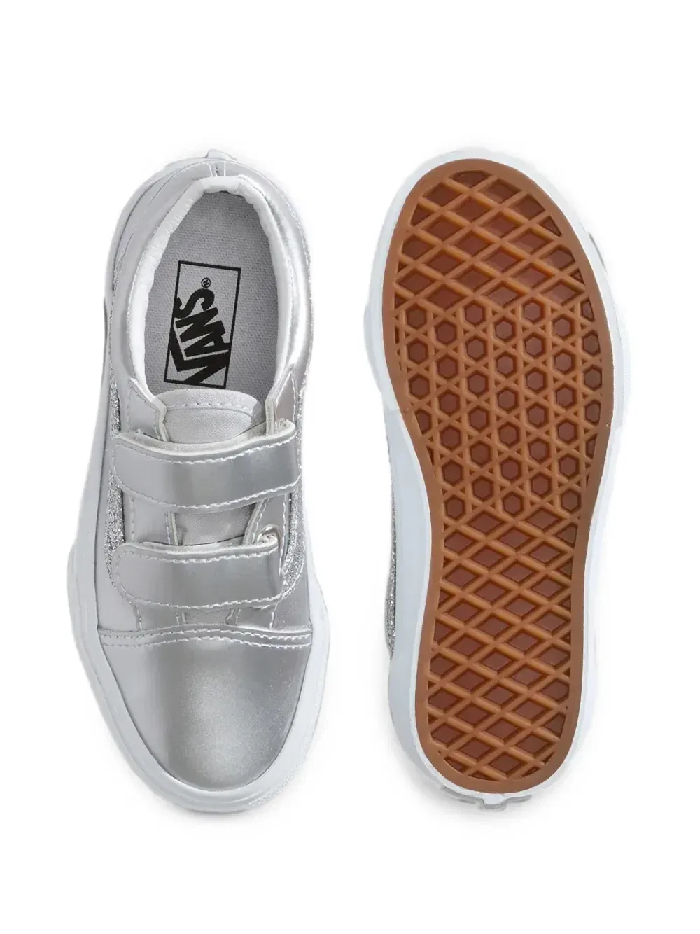 Кроссовки с блестками на липучках Vans Kids, серебряный — фото 3
