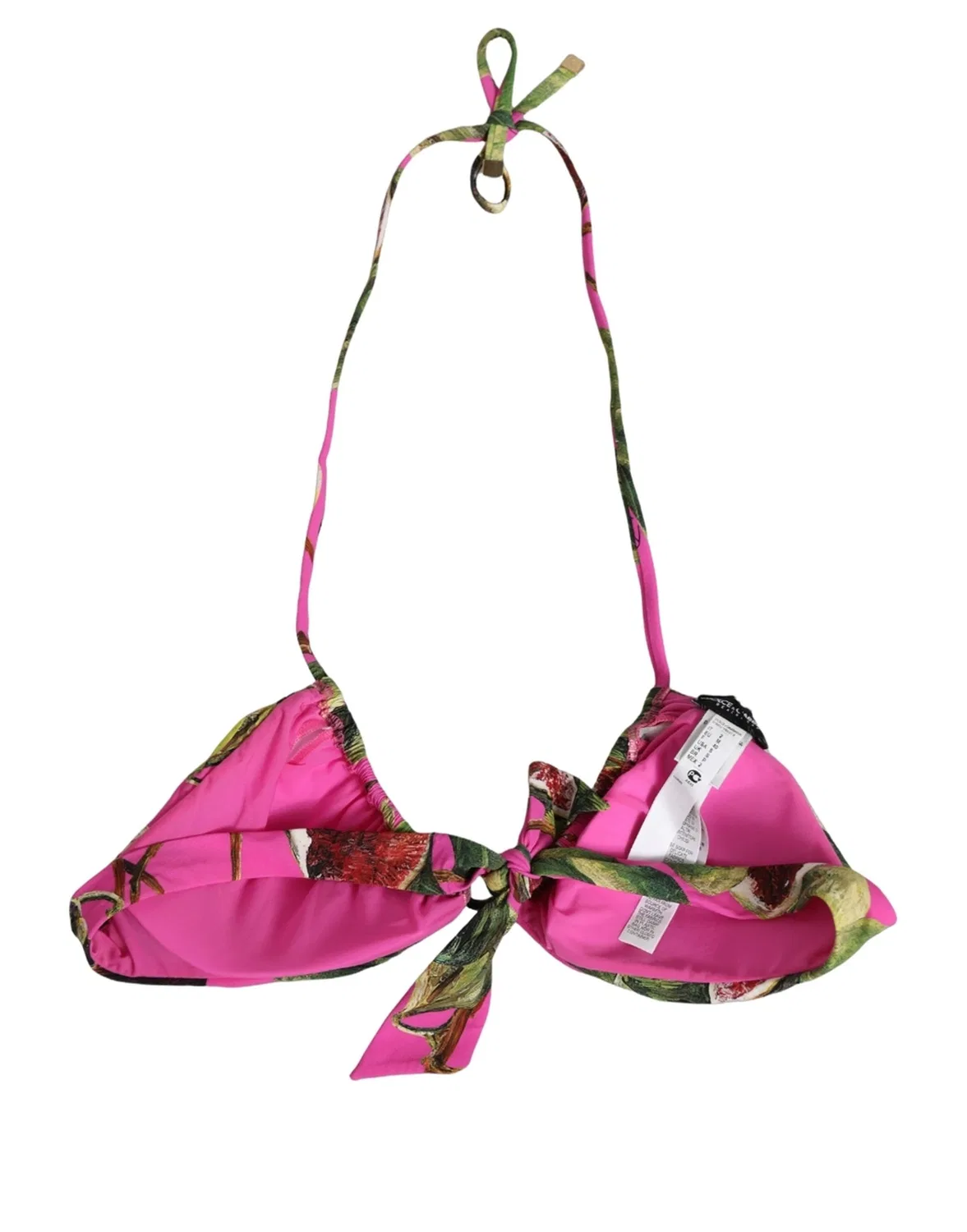Женский топ бикини с принтом инжира Padded Triangle Bikini Top Dolce & Gabbana, Fuchsia Pink — фото 2