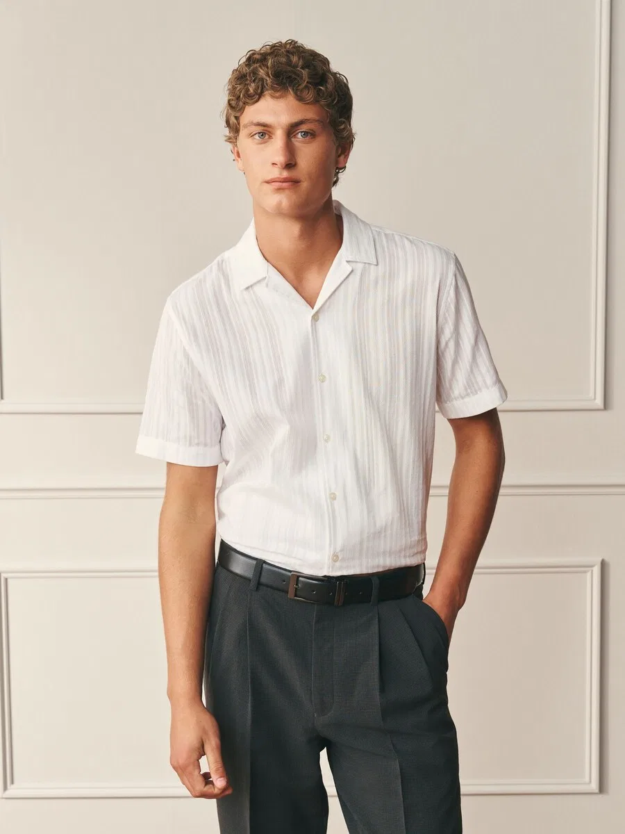 Рубашка Next Regular fit Button Up Shirt 'Archive' белого цвета — фото 2