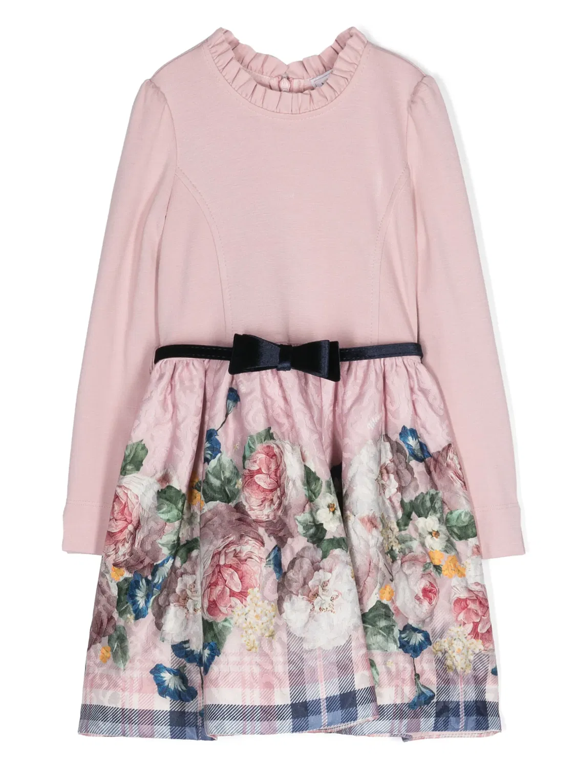 Платье с цветочным принтом и расклешенным подолом Monnalisa, розовый