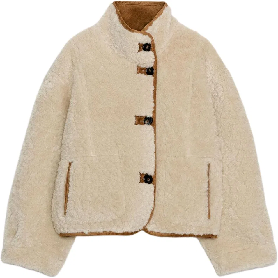 Женская куртка с воротником-стойкой Tan Stand Collar ZARA, Tan
