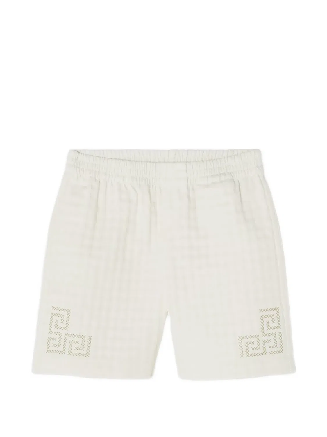 Клетчатые шорты с вышивкой Greca Versace Kids, нейтральные цвета