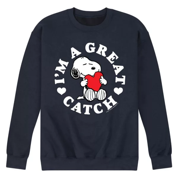 

Мужская флисовая толстовка с принтом «Peanuts Great Catch» Licensed Character, синий
