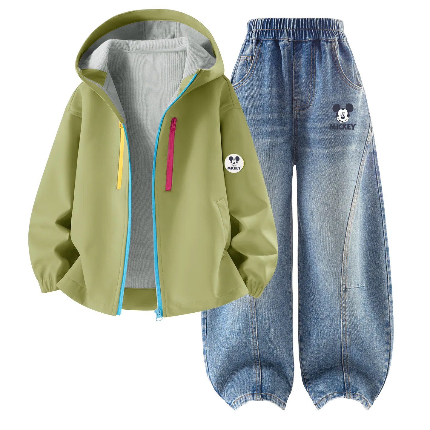 Детский комплект спортивной одежды с капюшоном Dichi Middle Round Hook-and-Loop K Green+Dida Big Smile K Denim Light Blue, Disney, Dichi Middle Round Hook-and-Loop K Green+Dida Big Smile K Denim Light Blue