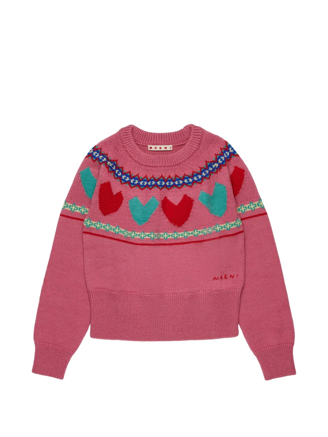 Жаккардовый свитер Marni Kids, розовый