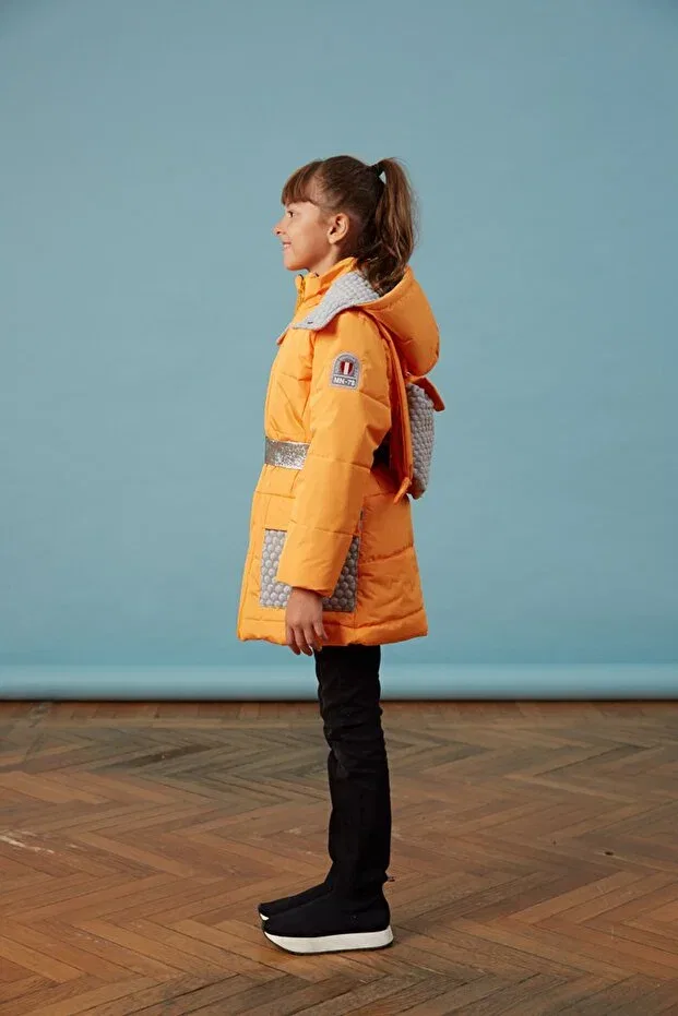 Детское пальто для девочек с капюшоном Men Anorak, Orange — фото 2