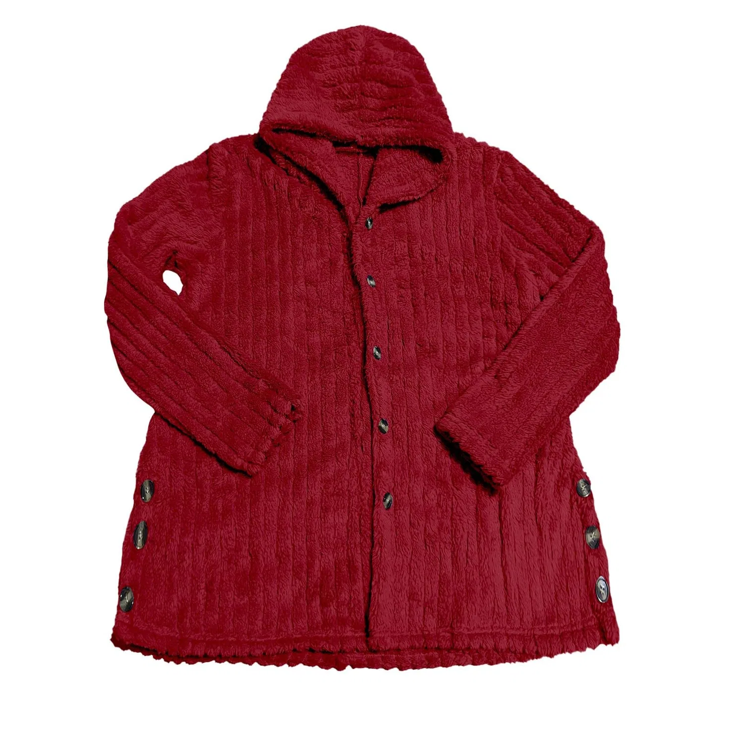 Женское утепленное пальто с капюшоном из флиса, Rosso — фото 3