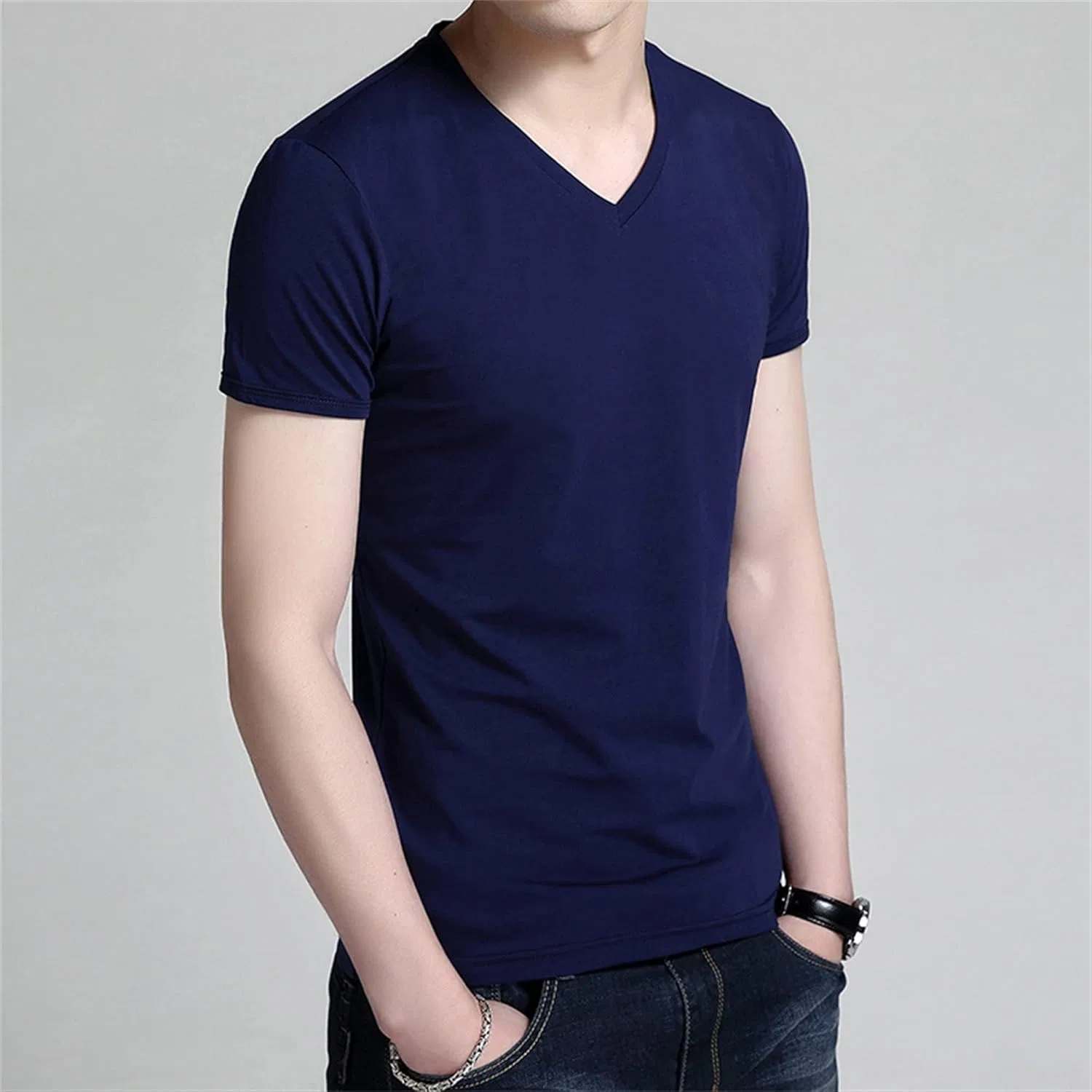 Мужская футболка с V-образным вырезом, Lightweight, Dark Blue — фото 2