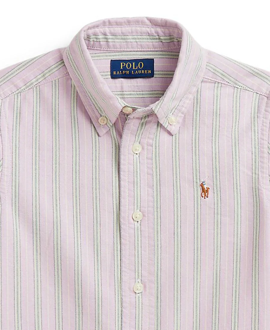 Оксфордская рубашка с длинным рукавом в полоску Polo Ralph Lauren, Lavender Green Multi — фото 3