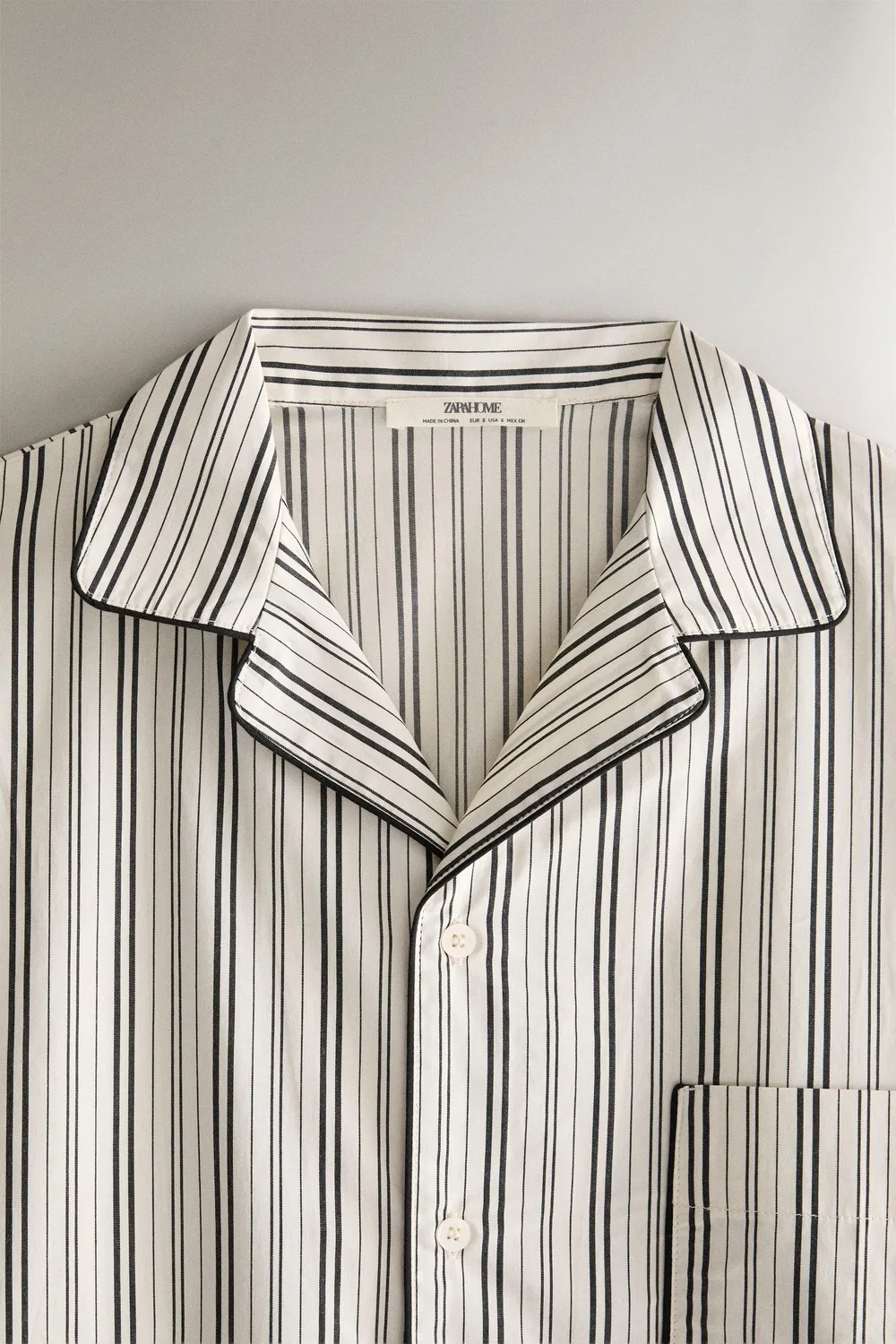 Полосатая хлопковая рубашка ZARA, Ecru — фото 2