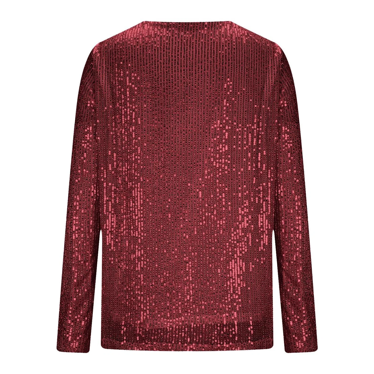 Женская блестящая блузка с длинным рукавом Sequin Tops, 30b-wine — фото 3