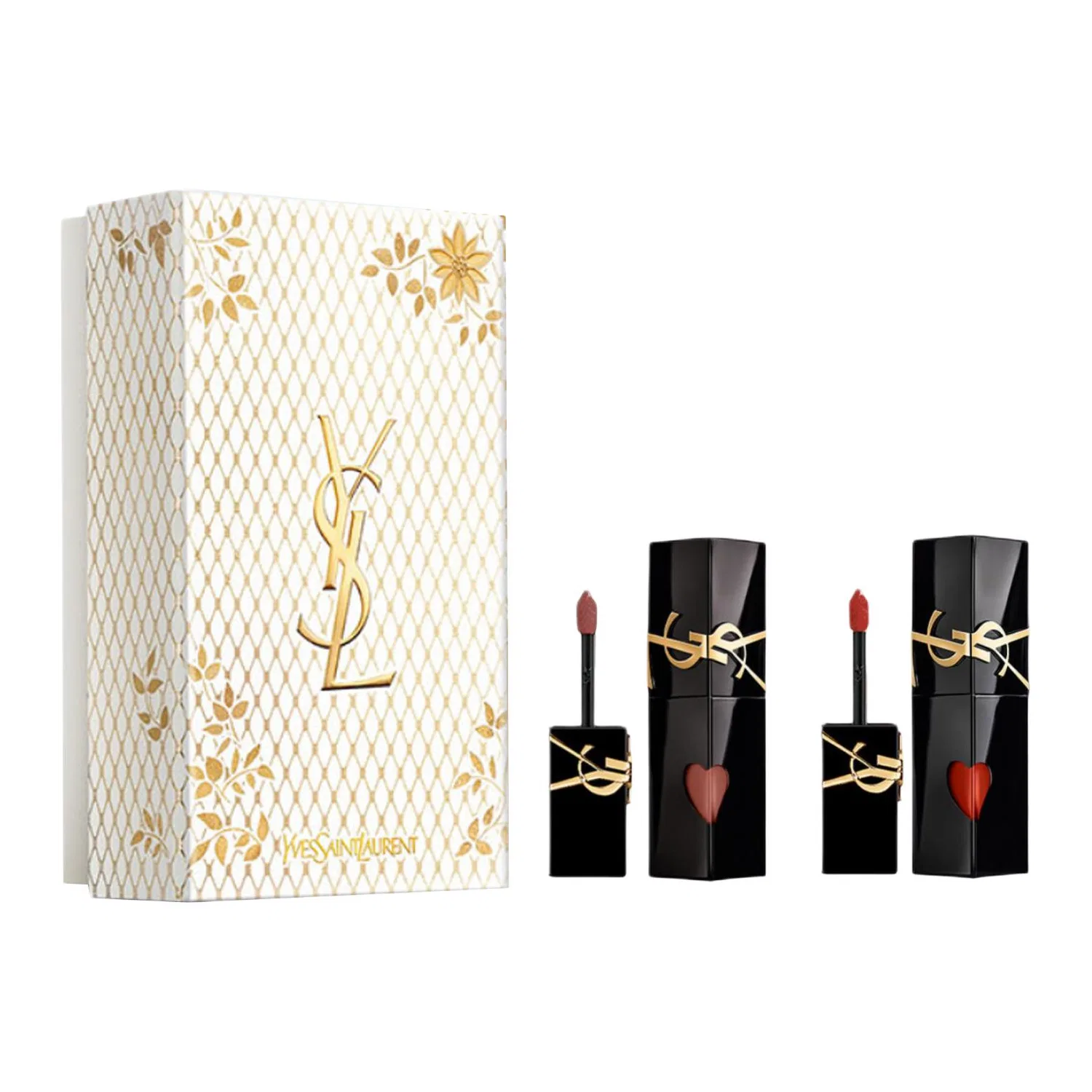Женский набор жидких помад Yves Saint Laurent, Black Tube Liquid Lipstick #416 и #610, 5.5 мл+5.5 мл, Golden Edition