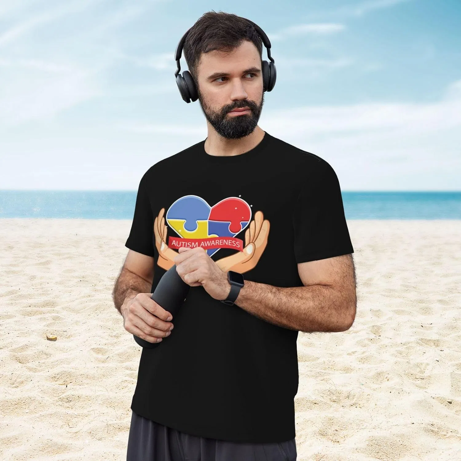 Мужская быстросохнущая футболка с сетчатой тканью, Autism Awareness — фото 3