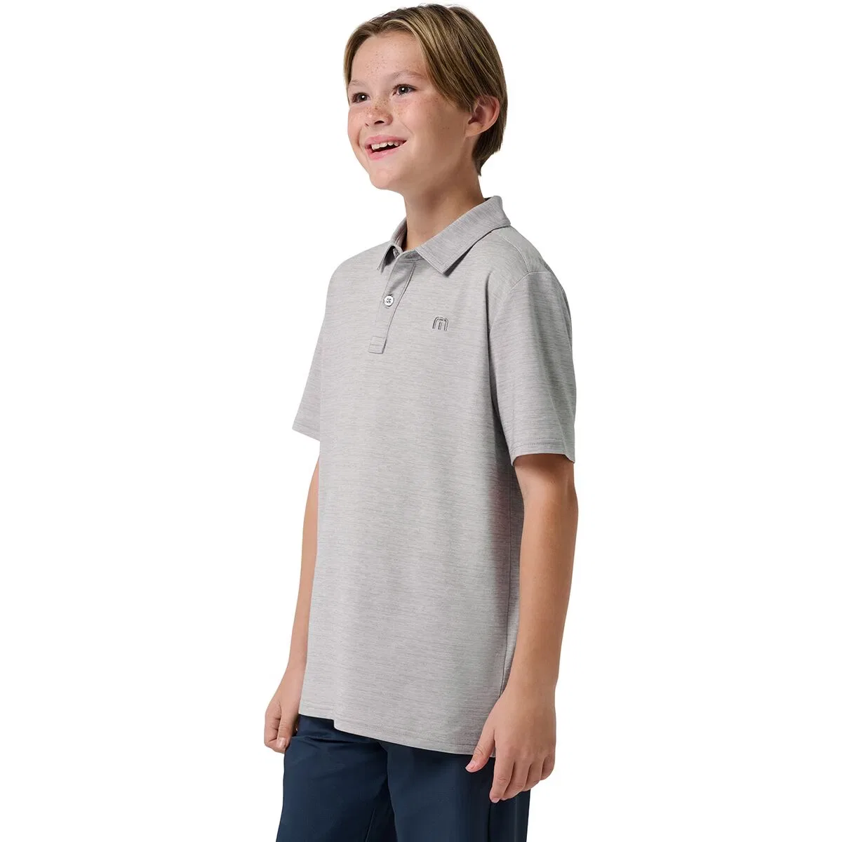Детское поло для мальчиков с длинным рукавом The Heater Polo Shirt Travismathew, Heather Microchip — фото 4