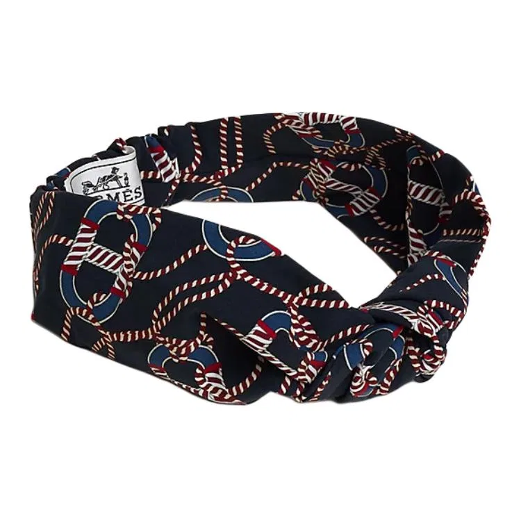 Повязка на голову с логотипом бренда Navy Blue HERMES, Navy Blue
