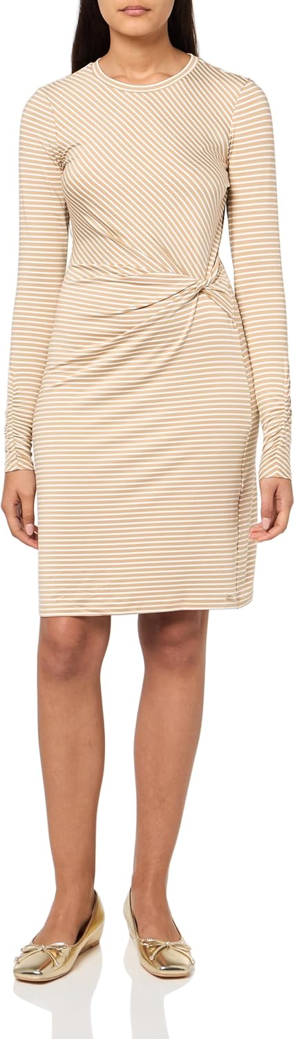 

Женское платье-трапеция Tommy Hilfiger из эластичного джерси в полоску с круглым вырезом, Sand/Ivory