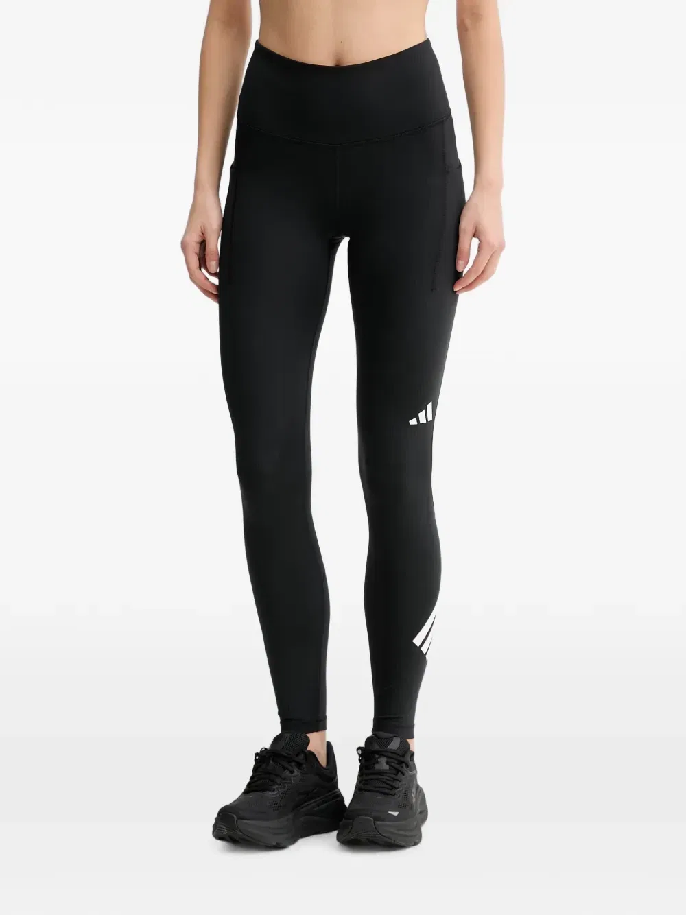 Лосины с логотипом и вставками Adidas, черный