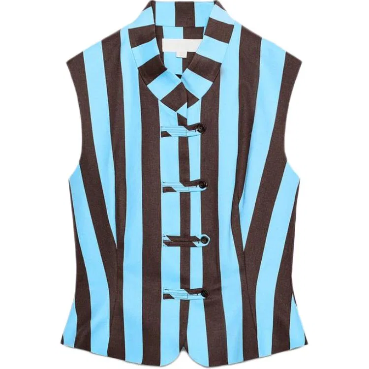 Женский топ-майка с коричневыми полосами, прямой крой, ZARA, Brown Stripes
