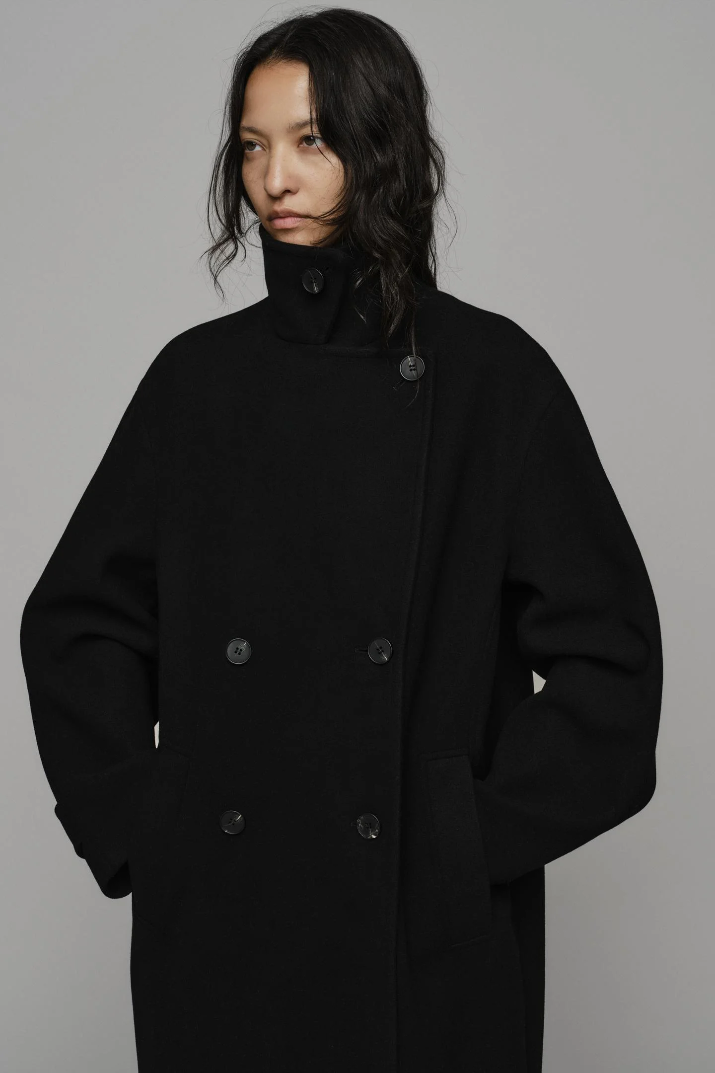 Пальто Zara Oversize Soft, черный — фото 2