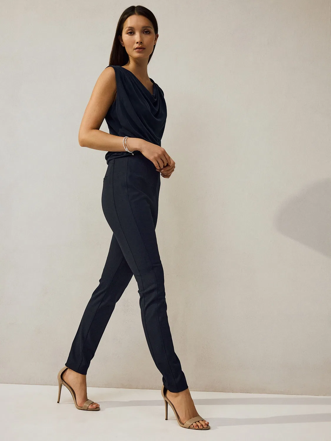 Брюки военного кроя с моделирующими швами, Navy Blue Next