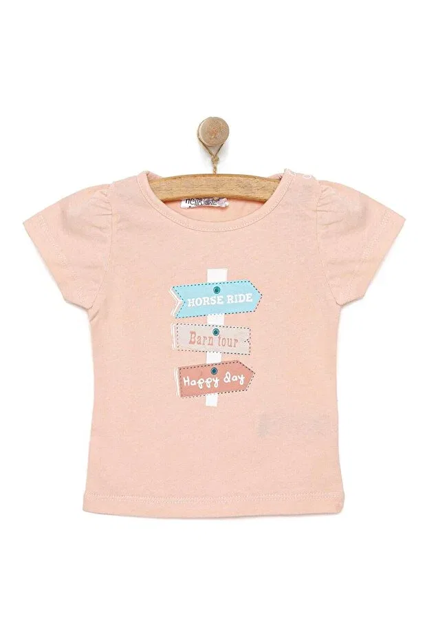 Детская футболка с принтом для девочек Hellobaby basic text printed tshirt baby girl Ebebek Hello Baby, Pink