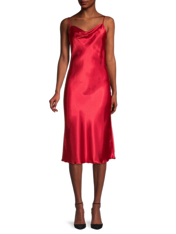 

Однотонное атласное платье-комбинация по косой Bebe Red