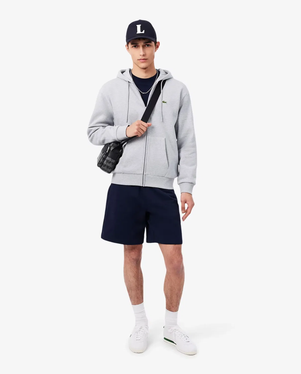 Мужская худи Lacoste с капюшоном из футера, Gris Oscuro — фото 4