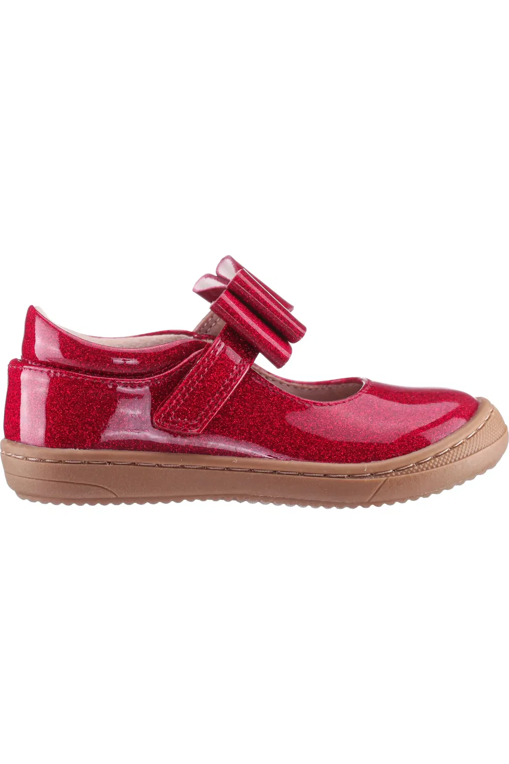 Туфли детские Mary Jane с бантом Binnie Nina, Dark Pink Coated Glitter — фото 3