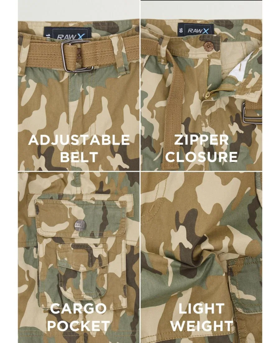 Шорты карго с ремнем Boy's Belted Twill Cargo Shorts Raw X, Desert Camo — фото 4